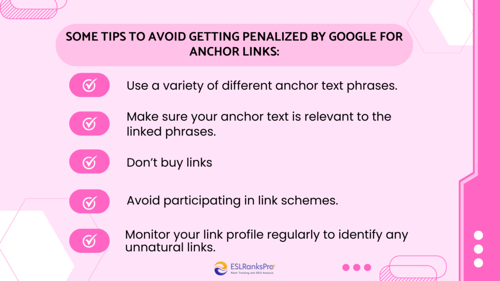 Tips to avoid getting penalized by google for anchor links