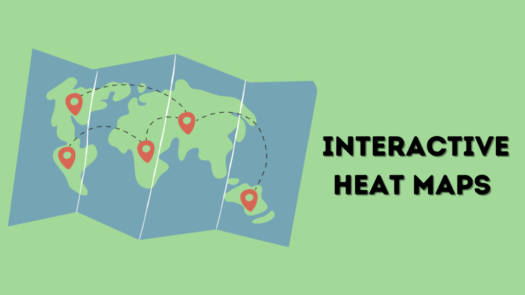 Interactive heat maps are 2D data visualizations that use color coding to represent the areas of a webpage that receive the most clicks