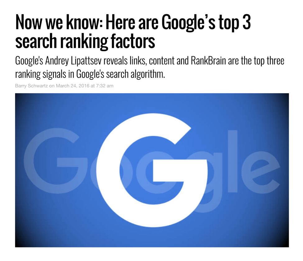 google top 3 search ranking factors page screenshot
