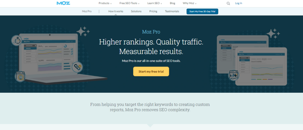 Moz Pro is a comprehensive SEO suite with valuable SEO tools to simplify SEO tasks 