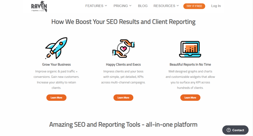 Raven Tools is an all-in-one solution to meet varied SEO needs.