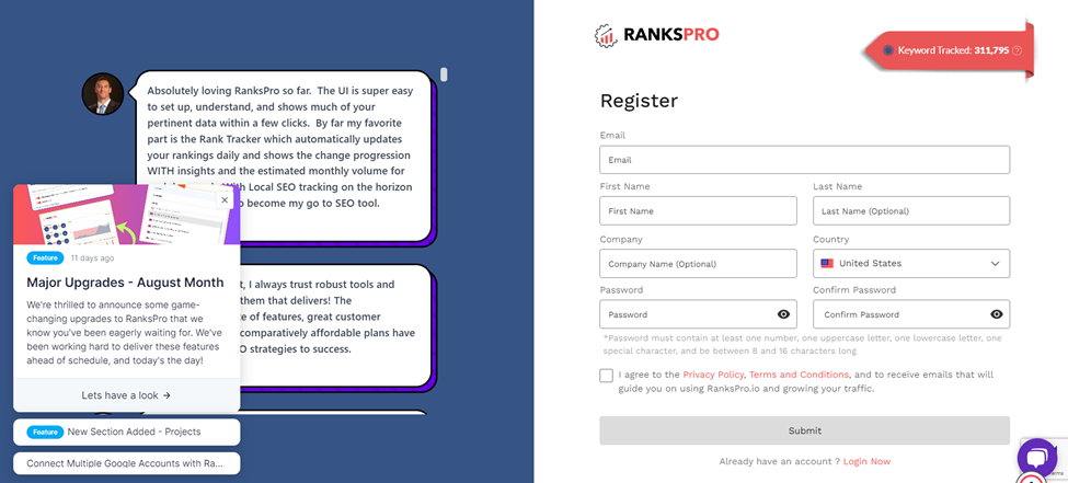 Create your account in rankspro